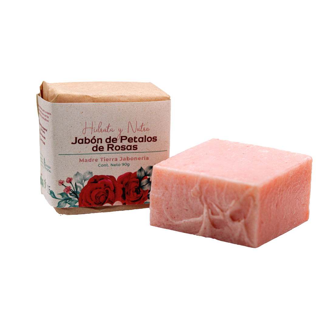 Jabón natural artesanal de pétalos de rosas 90gr