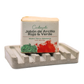 Jabón natural artesanal de arcillas 90gr con jabonera de concreto.