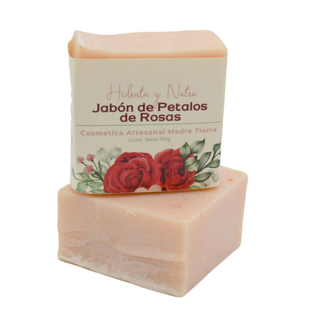 Jabón natural artesanal de pétalos de rosas 90gr