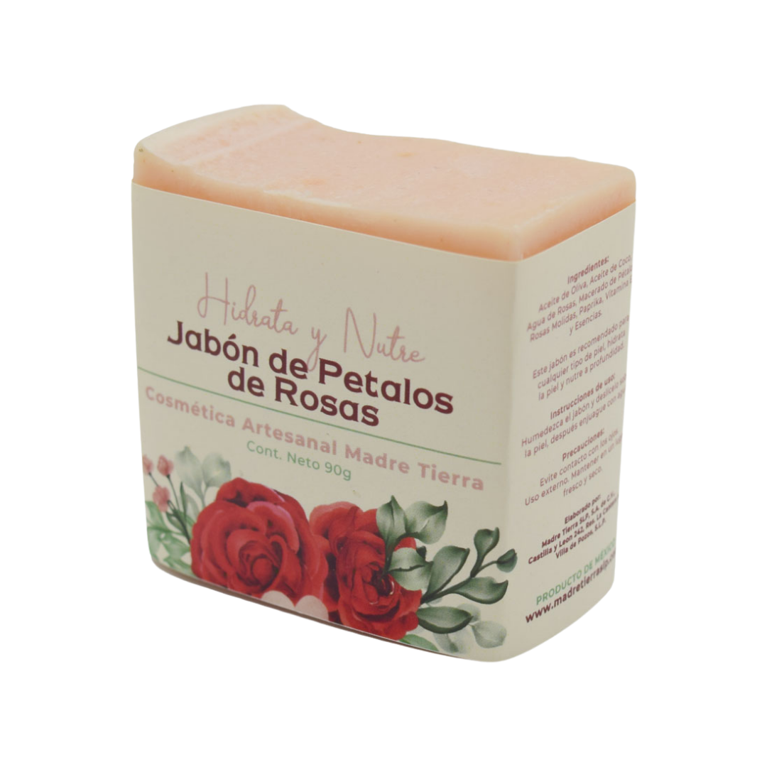 Jabón natural artesanal de pétalos de rosas 90gr