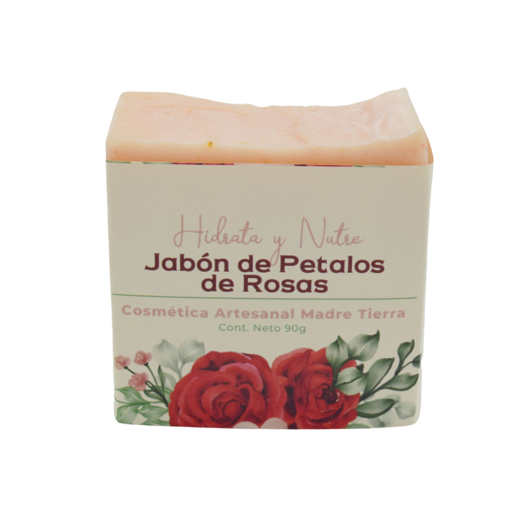 Jabón natural artesanal de pétalos de rosas 90gr
